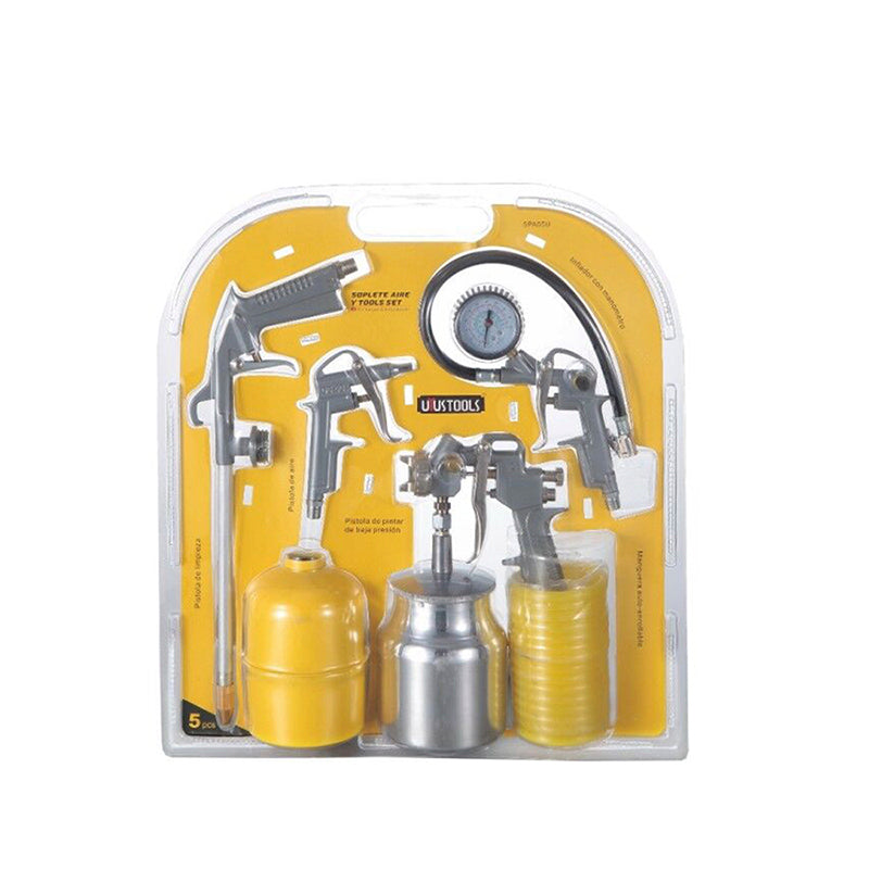 Set 5 pcs soplete aire y accesorios compresor Uyustools