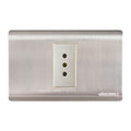 Tomacorriente simple 10A emp acero-inox curva UYU (pack 5 unidades)