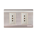 Tomacorriente doble 10A emp acero-inox curva UYU (pack 5 unidades)