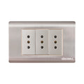 Tomacorriente triple 10A emp acero-inox curva UYU (pack 2 unidades)