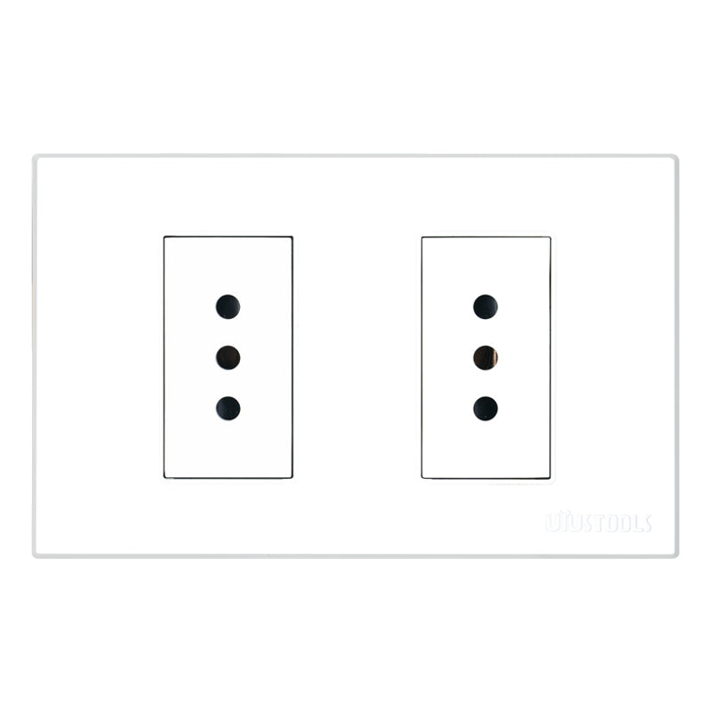 Tomacorriente doble 10A emp pc-blanca UYU (pack 10 unidades)
