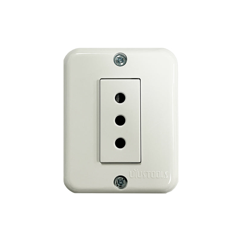 Tomacorriente sobrepuesto simple 10A blanco (pack 10 unidades)