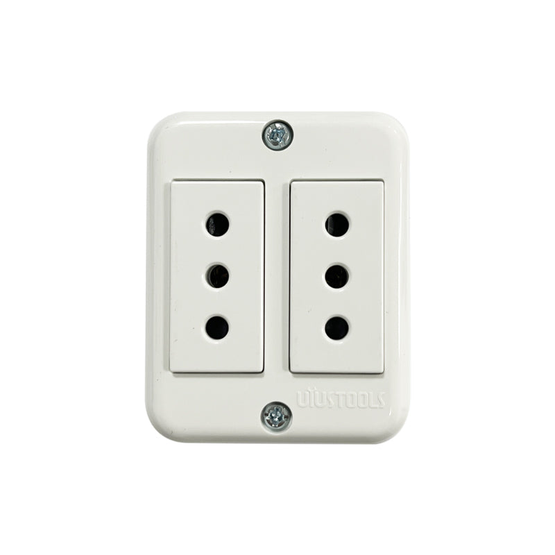 Tomacorriente sobrepuesto doble 10A blanco (pack 10 unidades)
