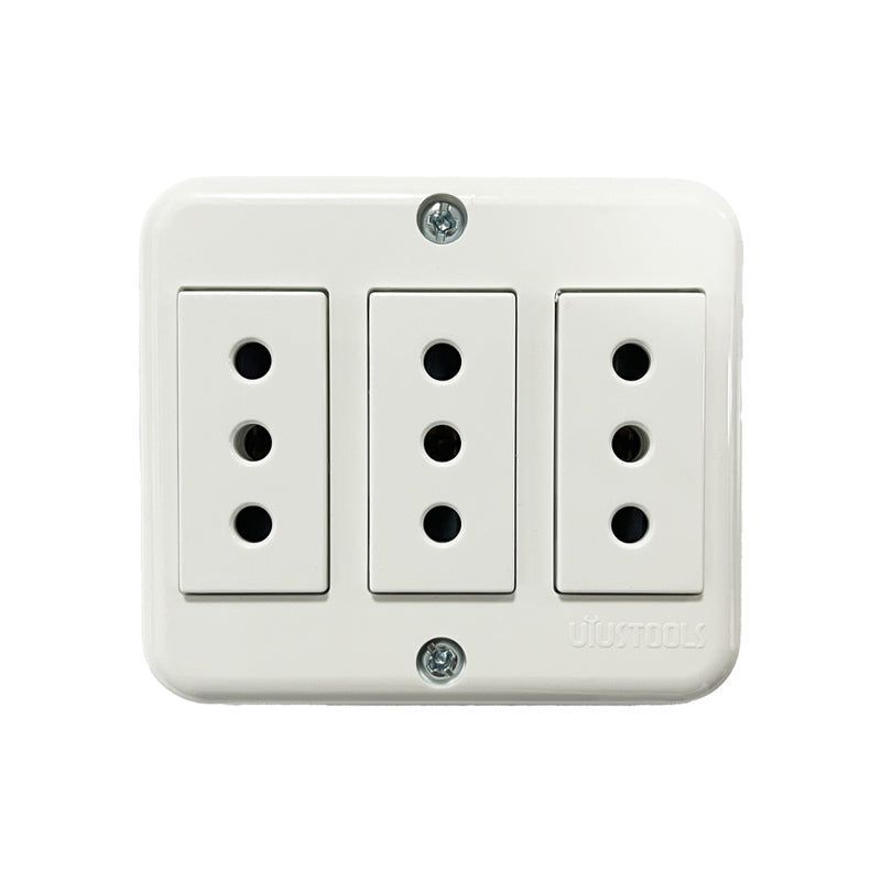 Tomacorriente sobrepuesto triple 10A blanco (pack 3 unidades)