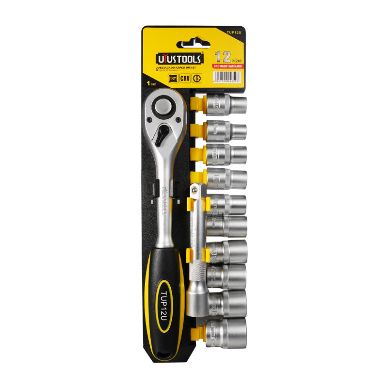 Juego llave ratchet 1/2" y dados 12 pcs Uyustools