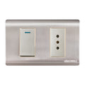 Tomacorriente c/ interruptor 10A inox curva UYU (pack 5 unidades)
