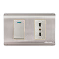 Tomacorriente c/ interruptor 16A inox curva UYU (pack 5 unidades)