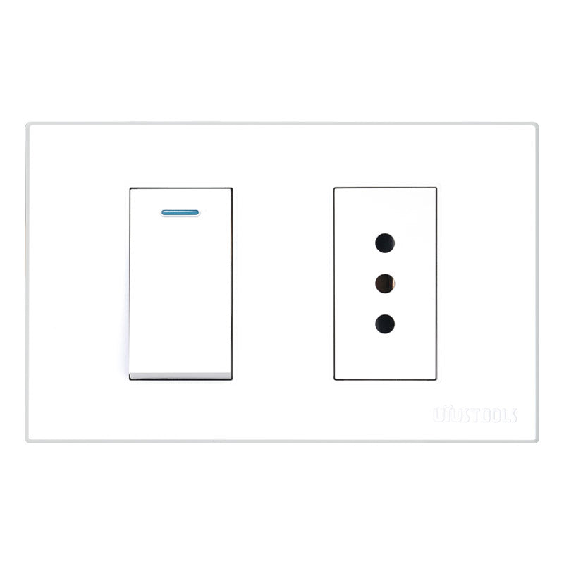 Tomacorriente c/ interruptor 10A pc-blanca UYU (pack 5 unidades)