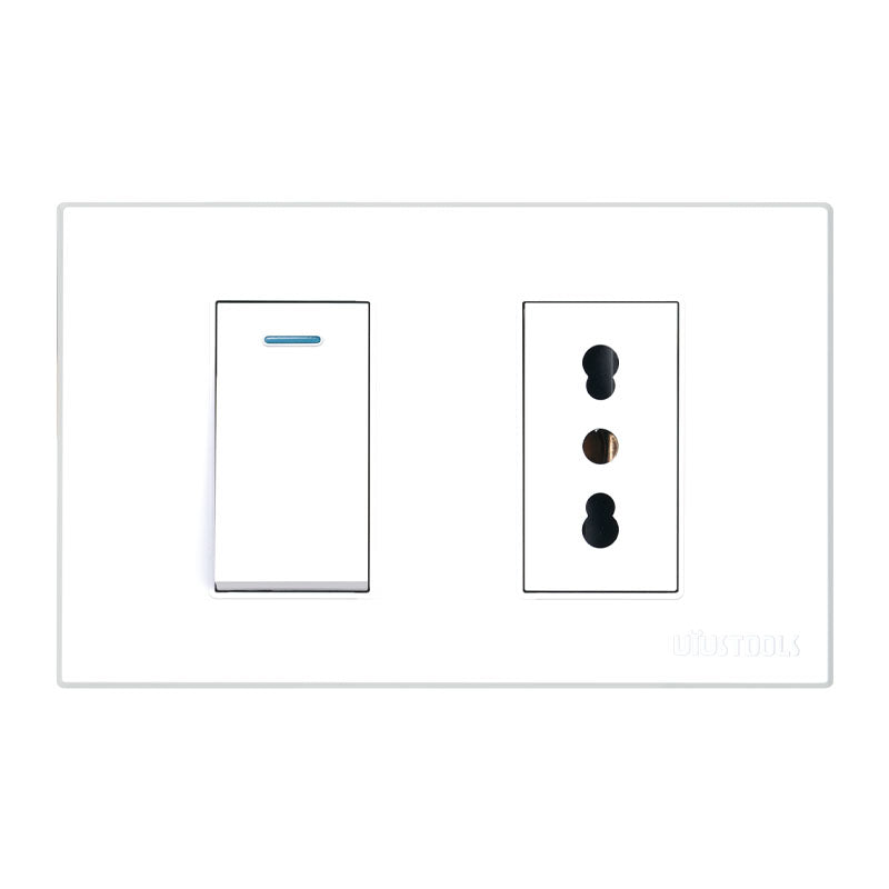 Tomacorriente c/ interruptor 16A pc-blanca UYU (pack 5 unidades)