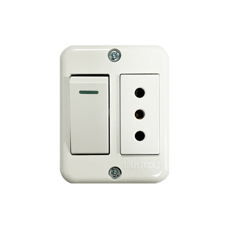 Tomacorriente con interruptor sobrep 10A blanco (pack 10 unidades)