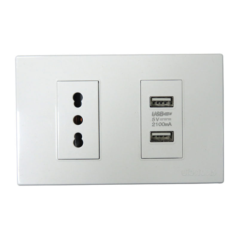 Tomacorriente c/ USB 16A pc-blanca UYU (pack 2 unidades)