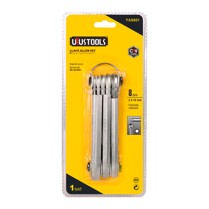 Llave allen 8PCS set 2.5-10MM (pack 6 sets)