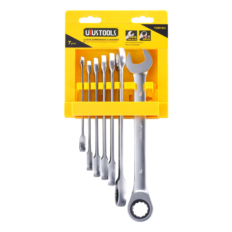 Jgo 7 pcs llave combinada rachet 8-19MM UYU