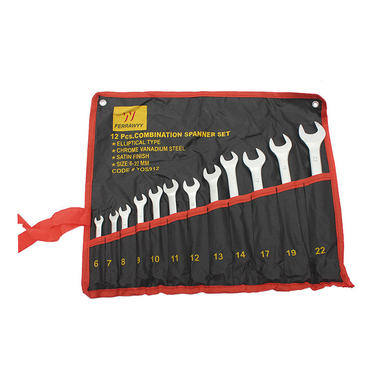 Jgo 12 pcs llaves combinadas 6-22MM cr-v satin Ferrawyy