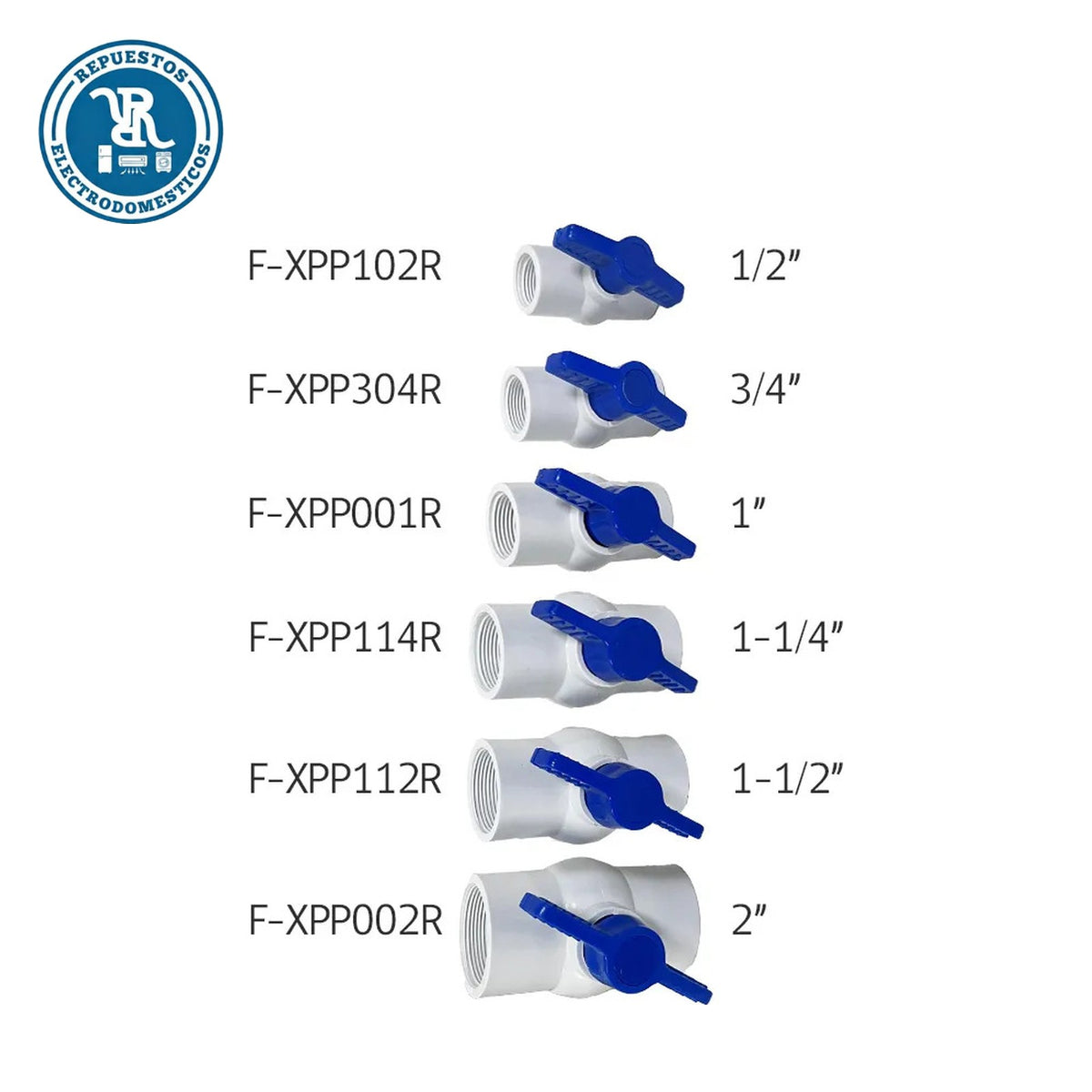 Llave paso PVC con rosca 3/4" fwyy (pack 5 unidades)